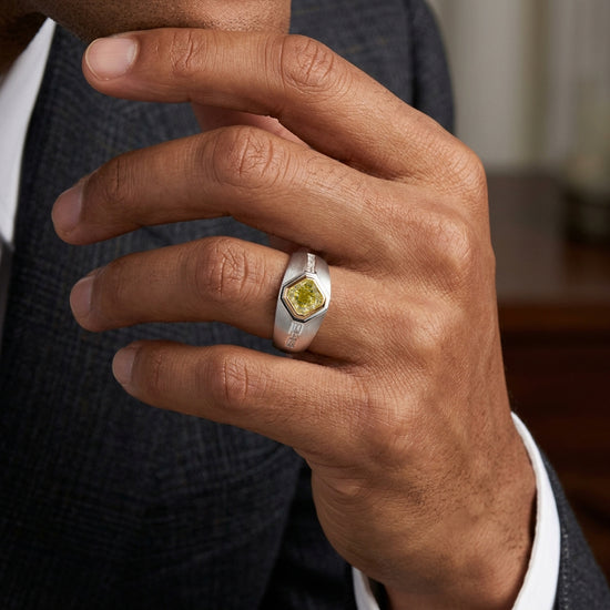 Fancy Intense Yellow Radiant Diamond Men's Ring
