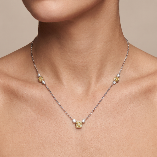 Fancy Intense Yellow Diamond Bezel Necklace