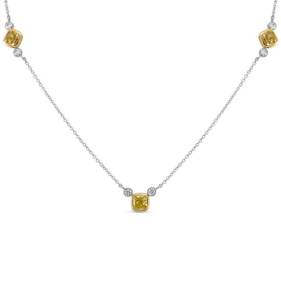 Fancy Intense Yellow Diamond Bezel Necklace