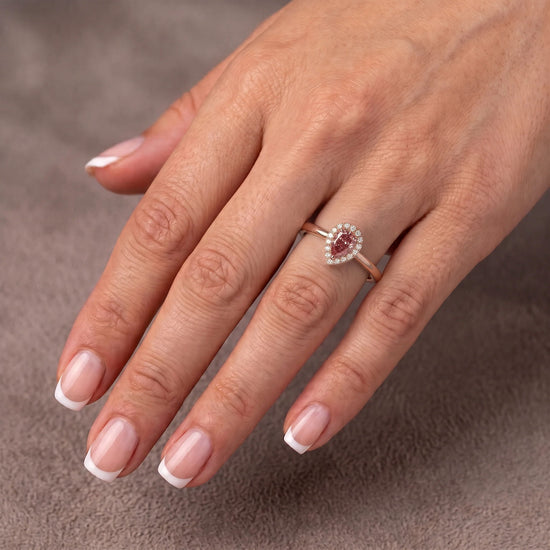 Fancy Deep Pink Pear Diamond Halo Ring