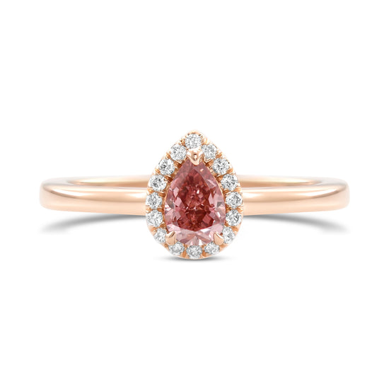 Fancy Deep Pink Pear Diamond Halo Ring