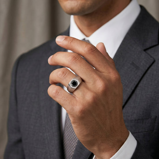 Natural Fancy Black Men's Ring