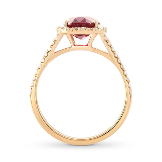 Ruby and Diamond Split-Shank Halo Ring