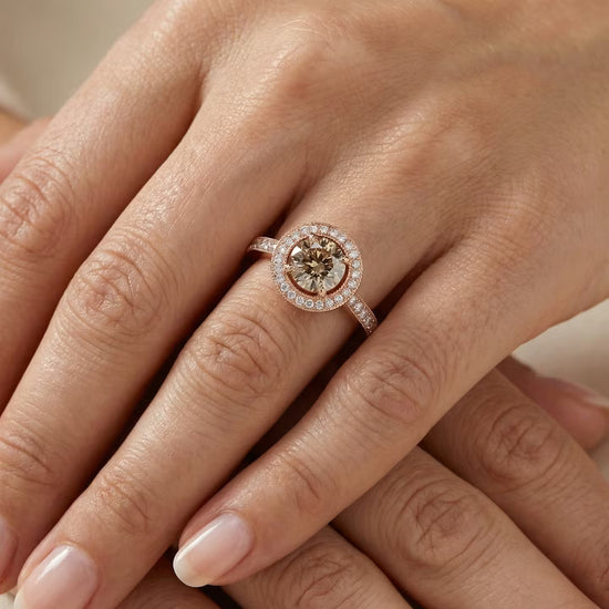 Fancy Yellowish Brown Diamond Halo Engagement Ring