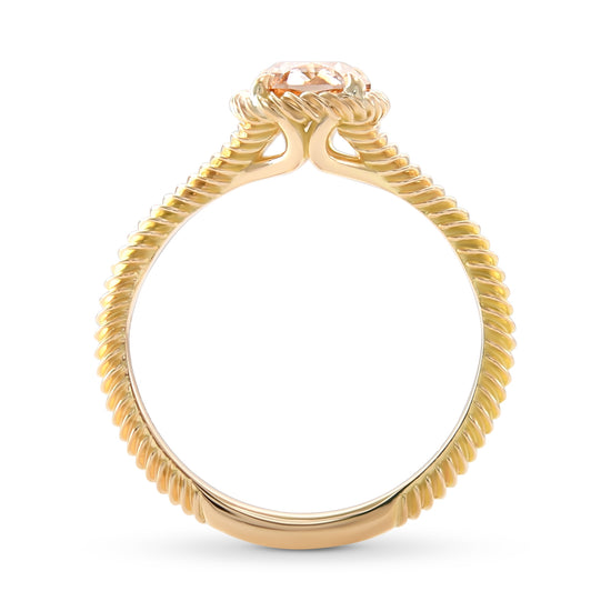 Fancy Brown Orange Cushion Diamond Rope Style Solitaire Ring