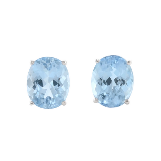 Aqua Mozambique Oval Aquamarine Stud Earrings