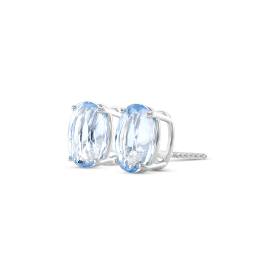 Aqua Mozambique Oval Aquamarine Stud Earrings