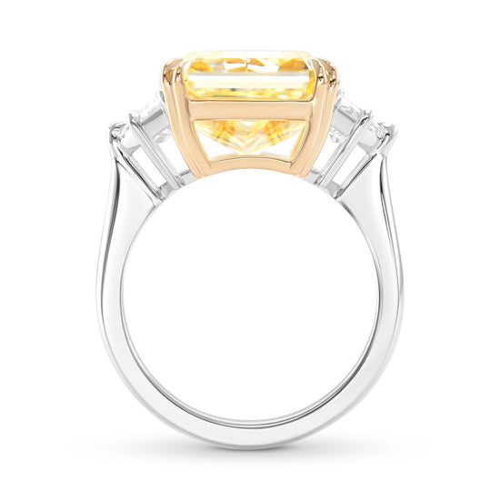 Fancy Yellow Radiant Diamond Three-stone Ring