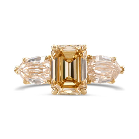 Fancy Brown Yellow Emerald Diamond Three-stone Ring