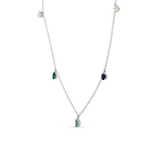 Mix Color & Shape Tourmaline and Diamond Necklace