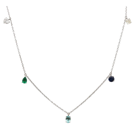 Mix Color & Shape Tourmaline and Diamond Necklace