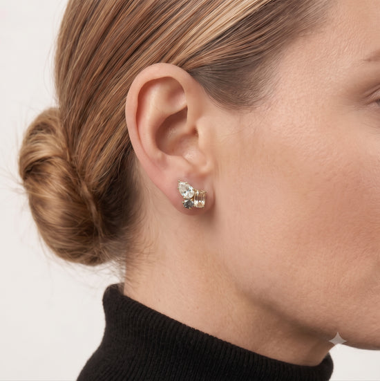 Orecchini a grappolo con diamanti taglio cuscino color marrone chiaro