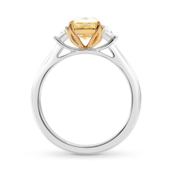 Fancy Yellow Radiant Diamond Three-stone Ring