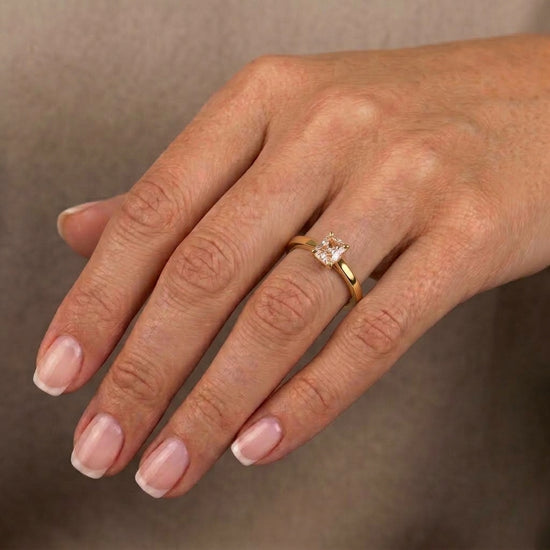 Fancy Pink Brown Radiant Diamond Solitaire Ring