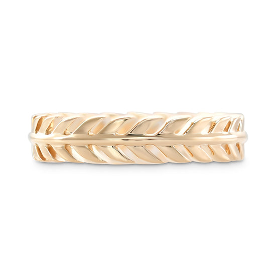 14K Yellow Gold Leaf-Motif Band