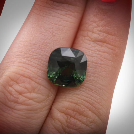 9.02 Carat Green MADAGASCAR Cushion Sapphire CD