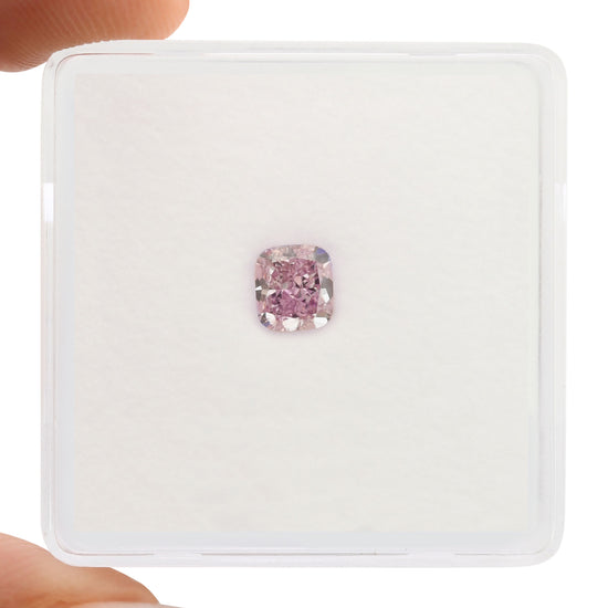 0.50 Carat Fancy Intense Purplish Pink Cushion Diamond VVS2 GIA