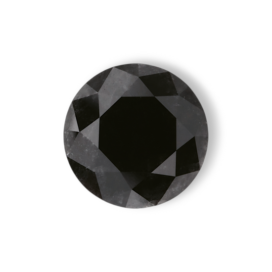 1.58 Carat Natural Black Round Diamond GIA
