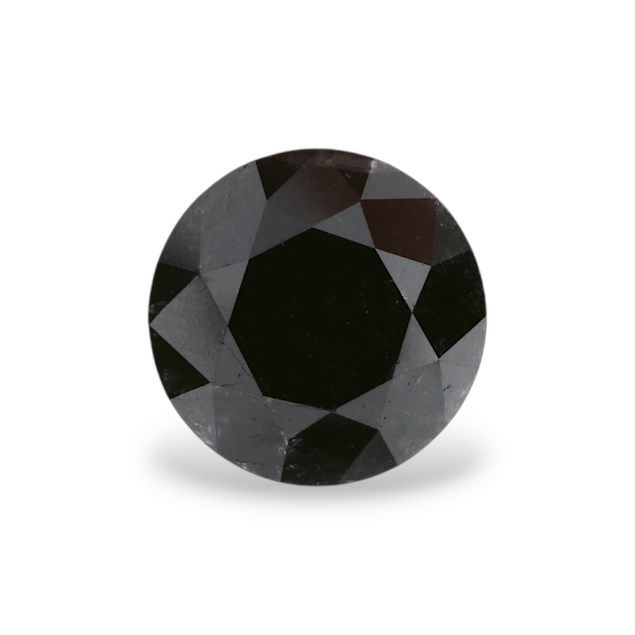 1.42 Carat Natural Black Round Diamond GIA