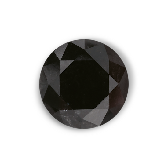 1.75 Carat Natural Black Round Diamond GIA