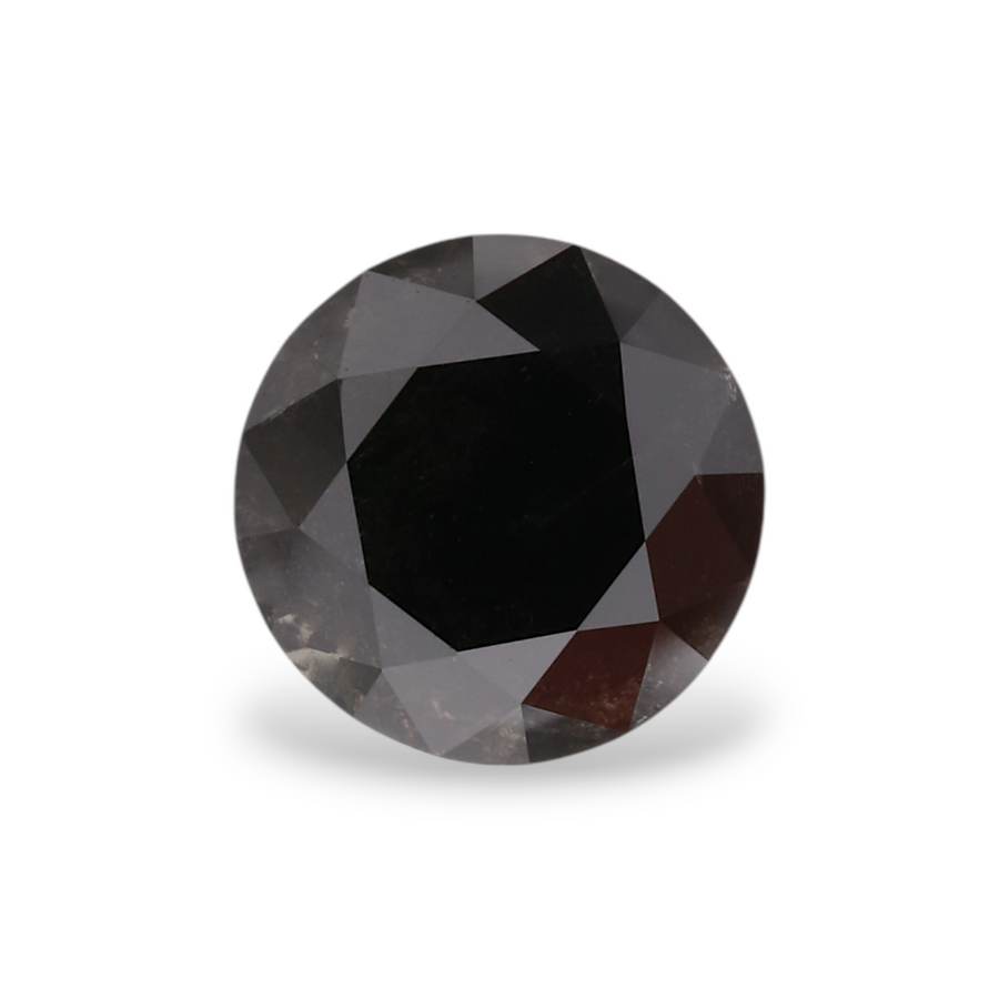 1.53 Carat Natural Black Round Diamond GIA