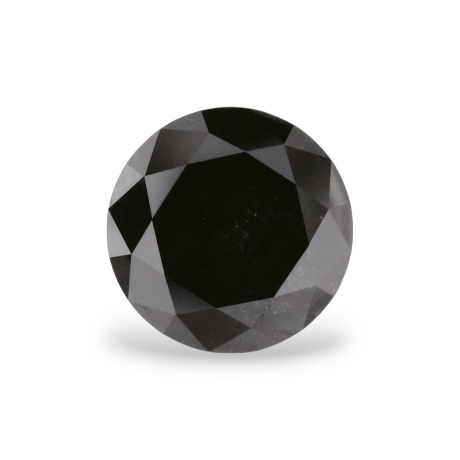 1.71 Carat Natural Black Round Diamond GIA