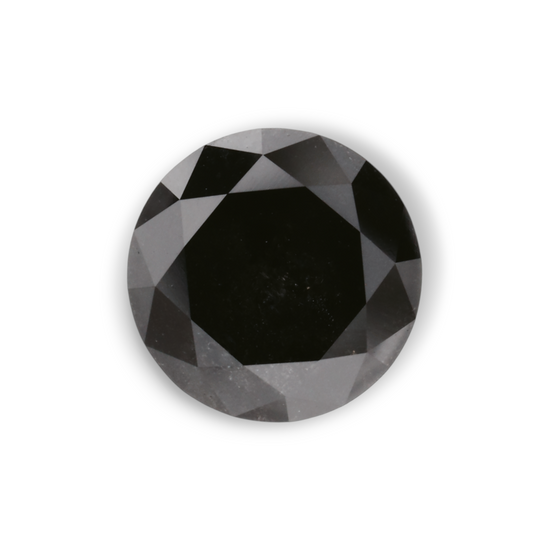1.71 Carat Natural Black Round Diamond GIA