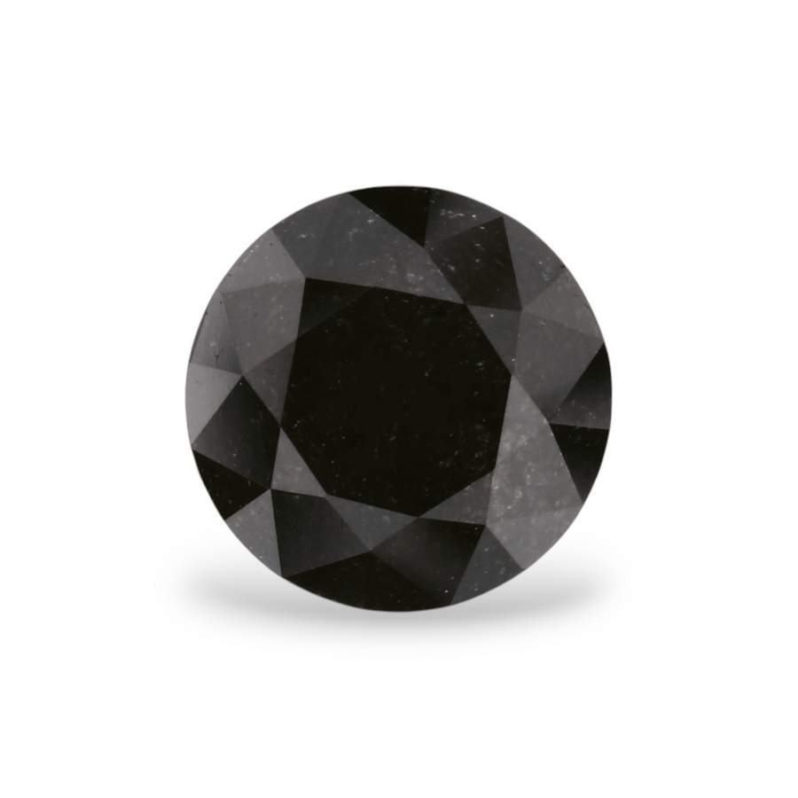 1.73 Carat Natural Black Round Diamond GIA