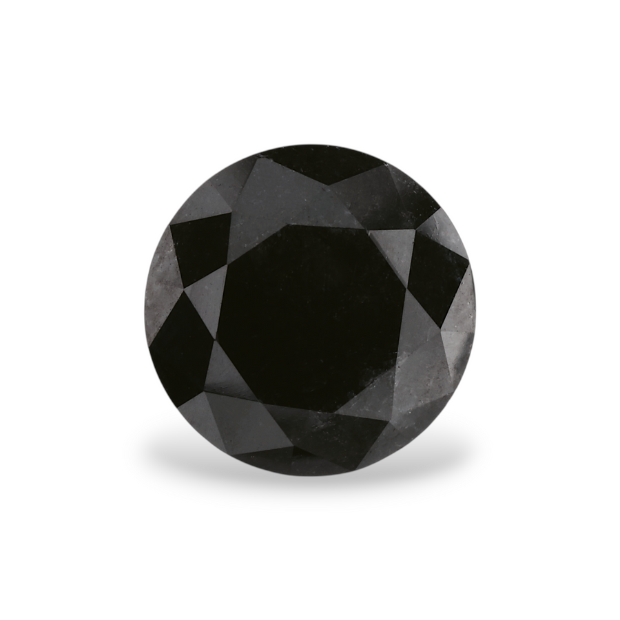 3.59 Carat Natural Black Round Diamond GIA