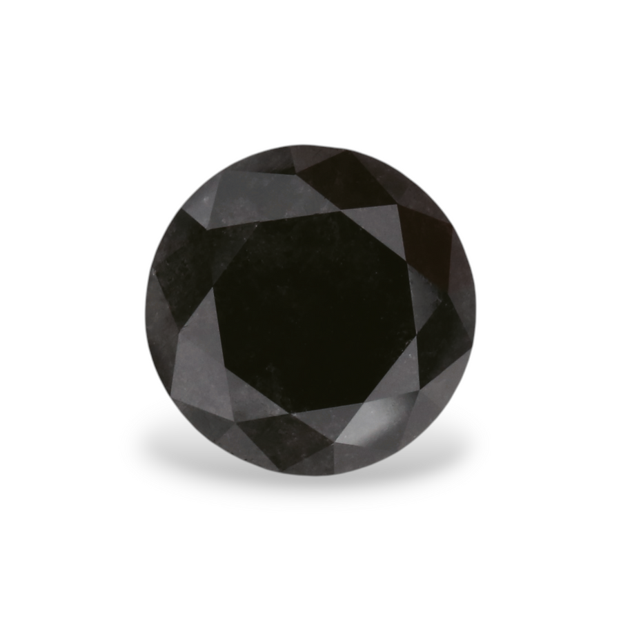 1.57 Carat Natural Black Round Diamond GIA