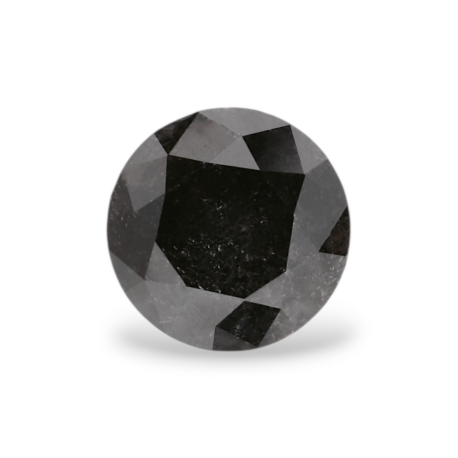 0.96 Carat Natural Black Round Diamond GIA