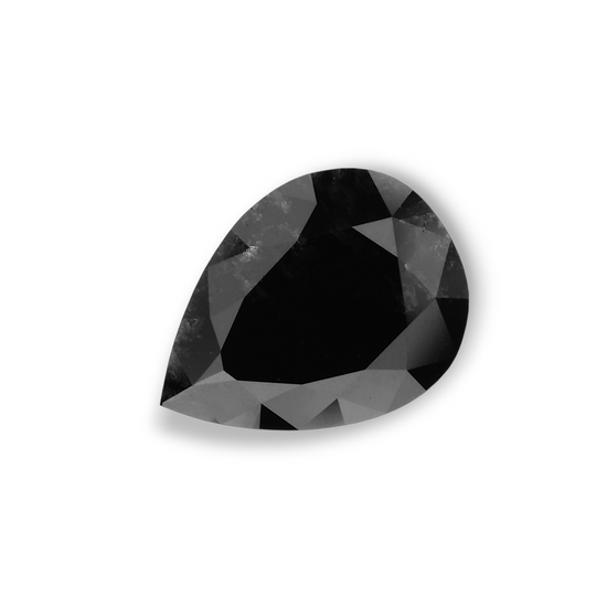 1.39 Carat Natural Black Pear Diamond GIA