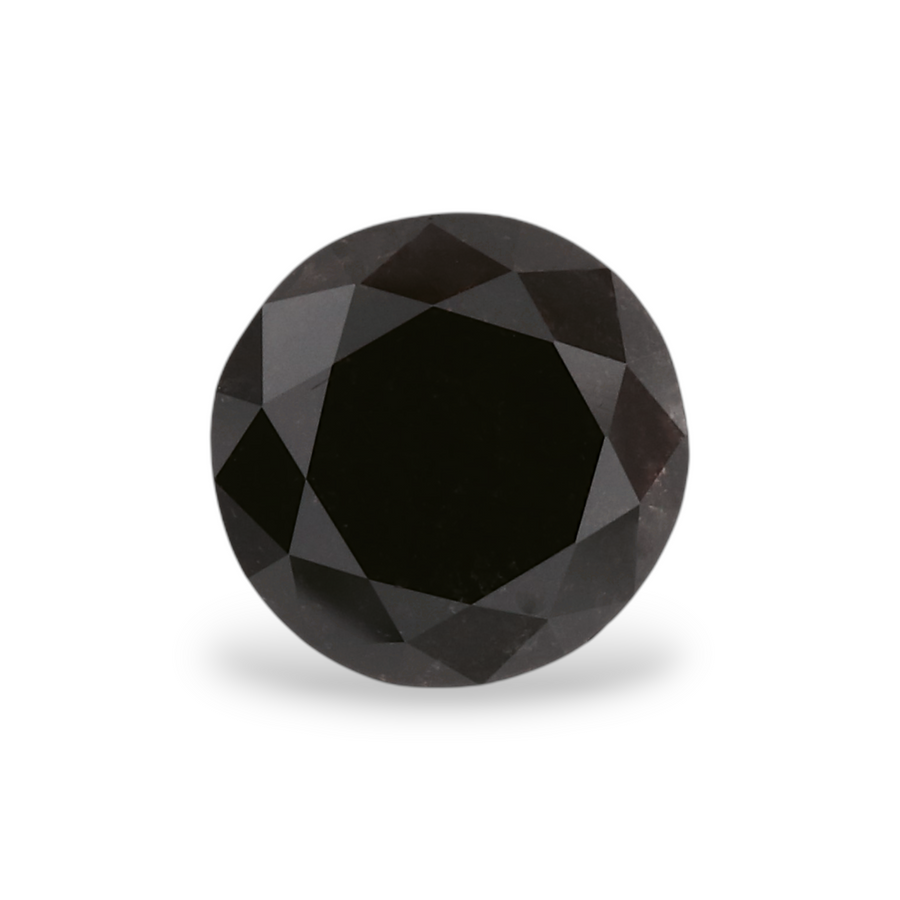 1.26 Carat Natural Black Round Diamond GIA