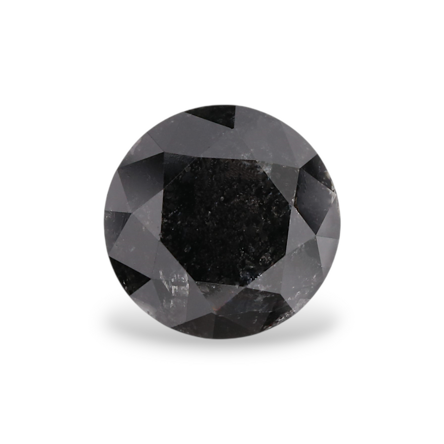 1.53 Carat Natural Black Round Diamond GIA