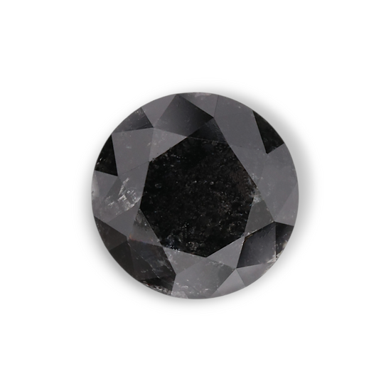 1.53 Carat Natural Black Round Diamond GIA