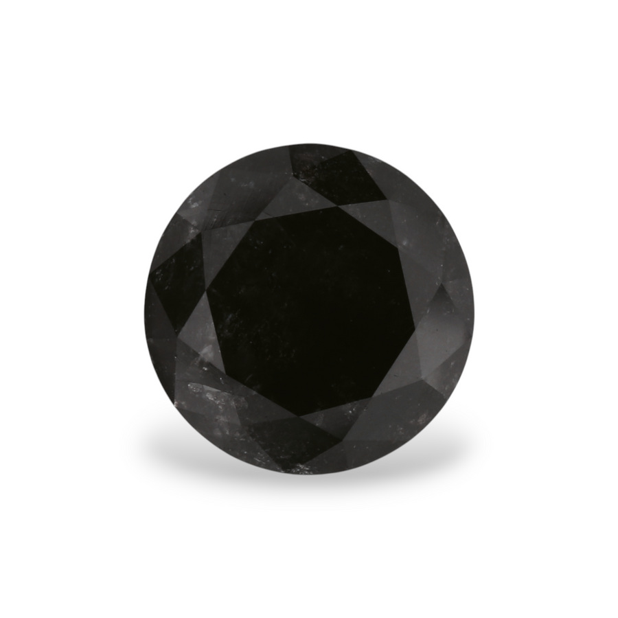1.85 Carat Natural Black Round Diamond GIA