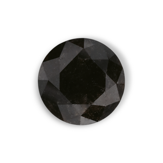 1.66 Carat Natural Black Round Diamond GIA