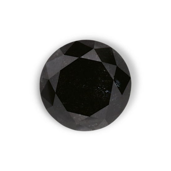 1.88 Carat Natural Black Round Diamond GIA