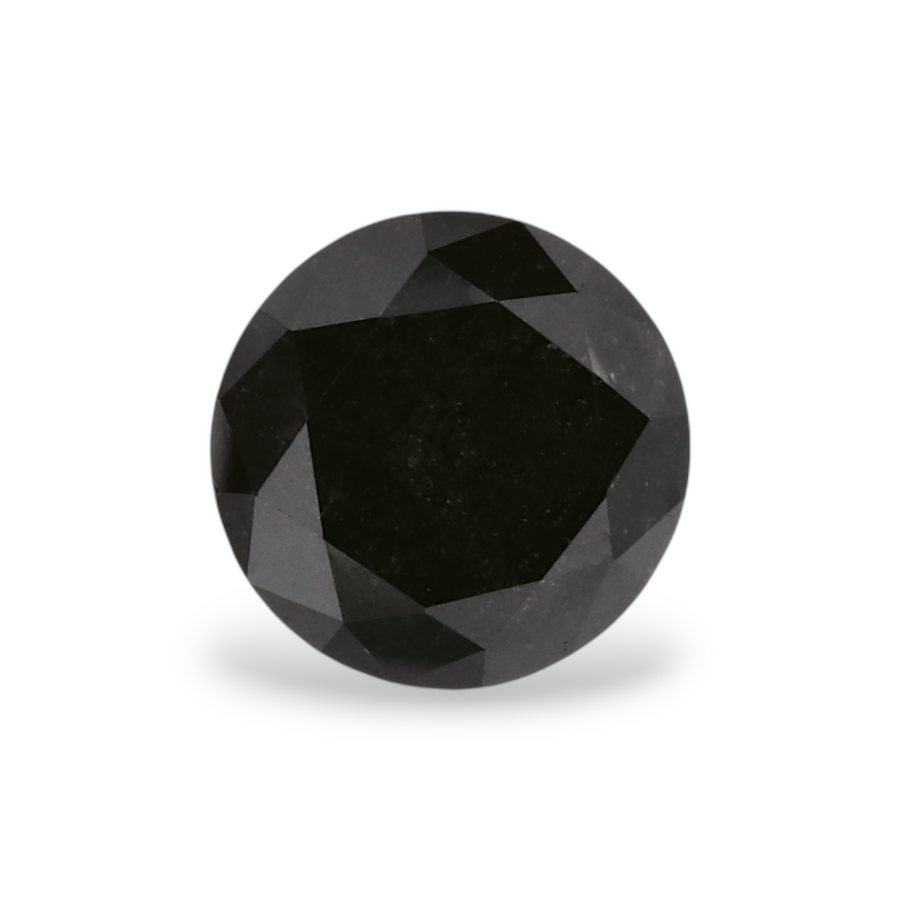 1.66 Carat Natural Black Round Diamond GIA