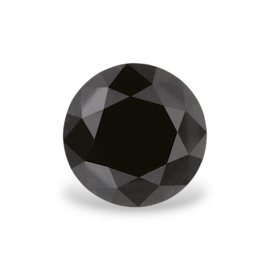 1.45 Carat Natural Black Round Diamond GIA