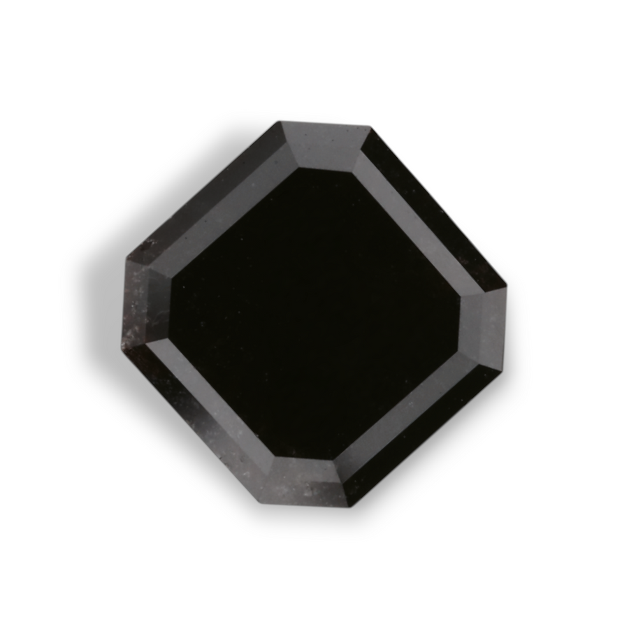 2.49 Carat Natural Black Sq emerald Diamond GIA