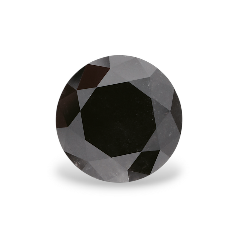 1.38 Carat Natural Black Round Diamond GIA