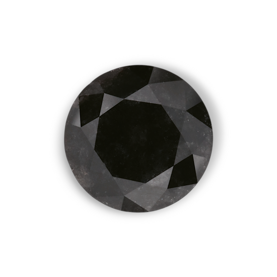 1.42 Carat Natural Black Round Diamond GIA