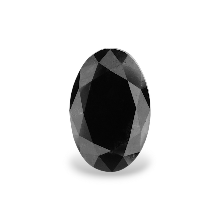 1.47 Carat Natural Black Oval Diamond GIA