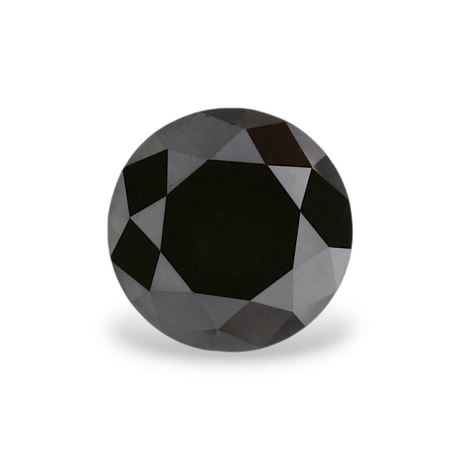 1.59 Carat Natural Black Round Diamond GIA