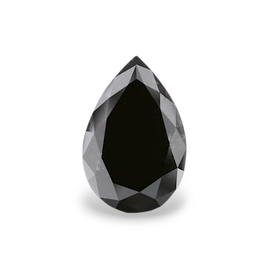 3.37 Carat Natural Black Pear Diamond GIA