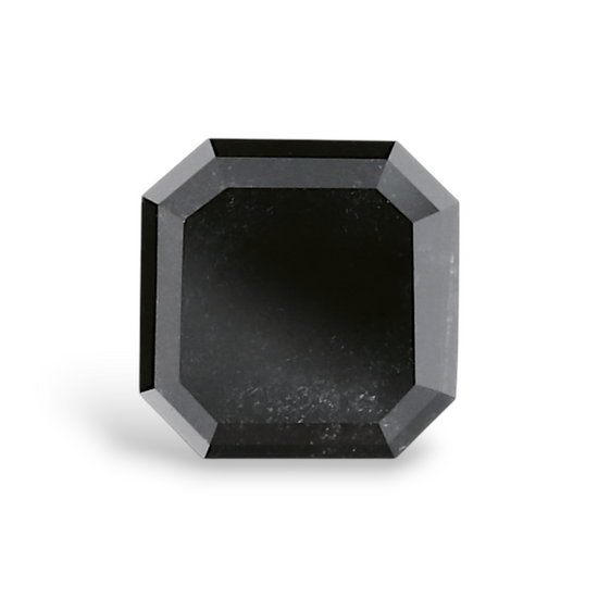0.86 Carat Natural Black Sq emerald Diamond GIA