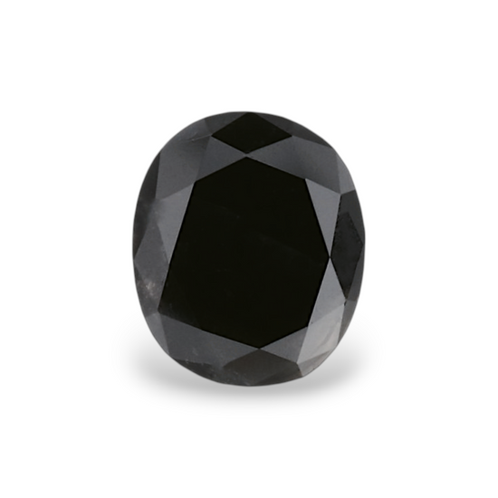 0.88 Carat Natural Black Oval Diamond GIA