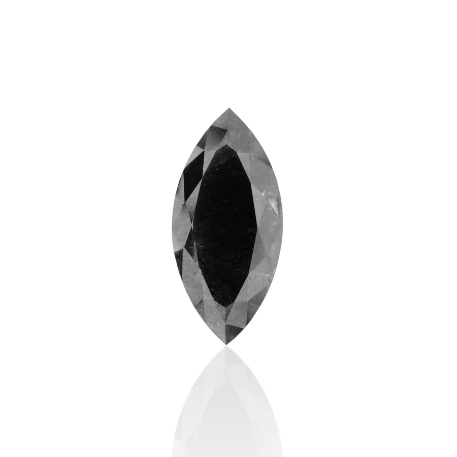 3.97 Carat Natural Black Marquise Diamond GIA