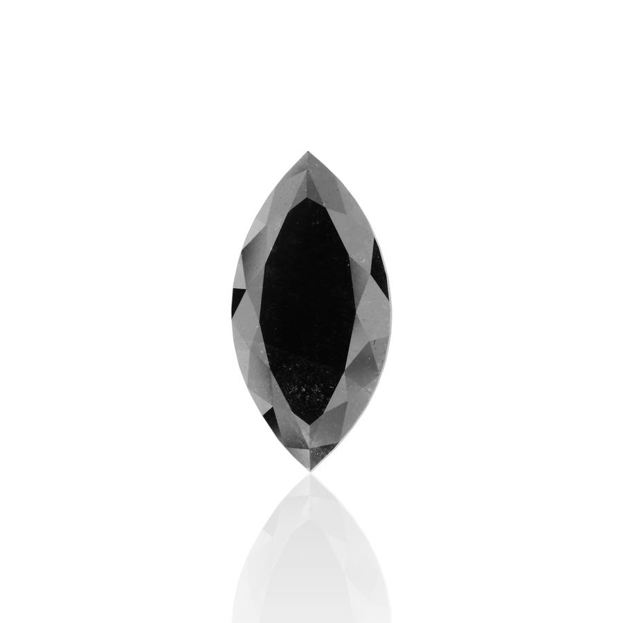 3.62 Carat Natural Black Marquise Diamond GIA
